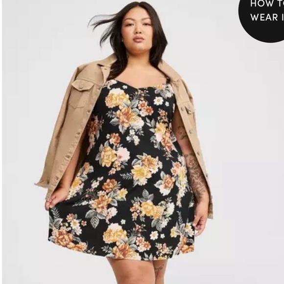 NWT Torrid Mini Stretch Challis Strip Dress - Picture 2 of 5